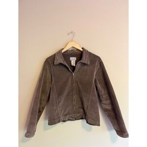 Vintage Brown Corduroy Cotton Full Zip Jacket Womens‎